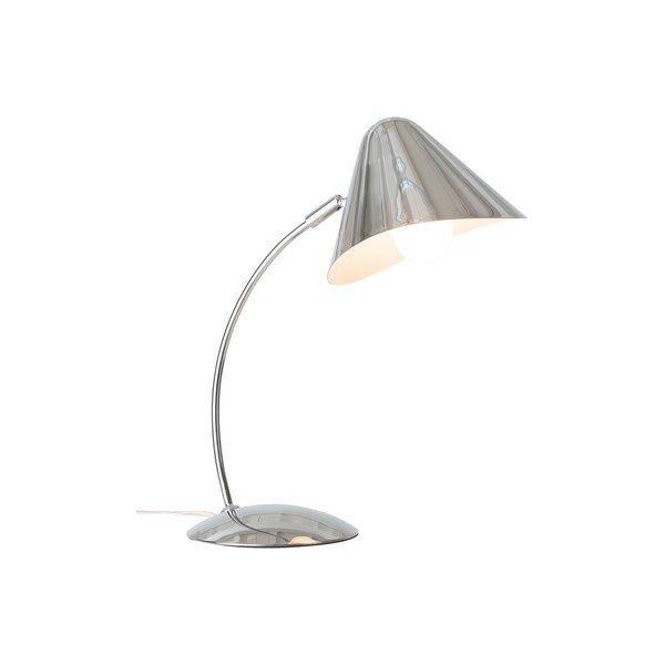 Lampada da tavolo color argento lucido in acciaio con struttura flessibile (altezza totale 40 cm) Nathan – Ellos Home-image-3