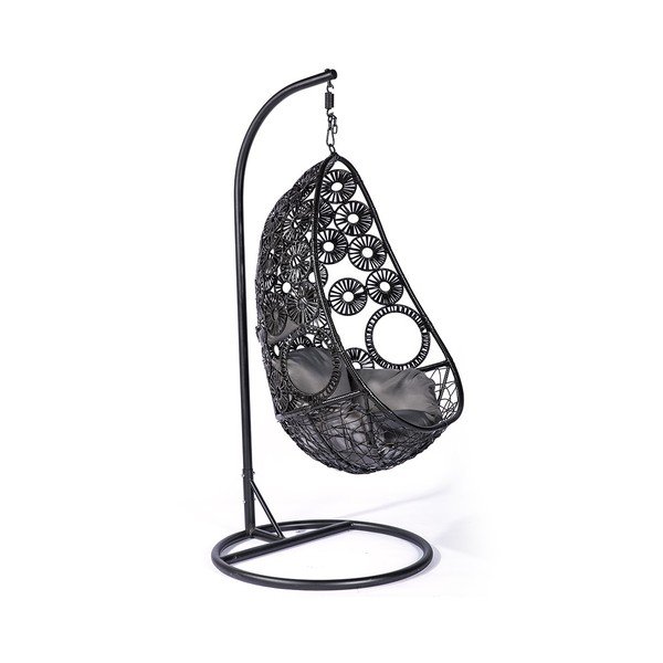 Poltrona sospesa in rattan artificiale nero Palma - Le Bonom-image-3