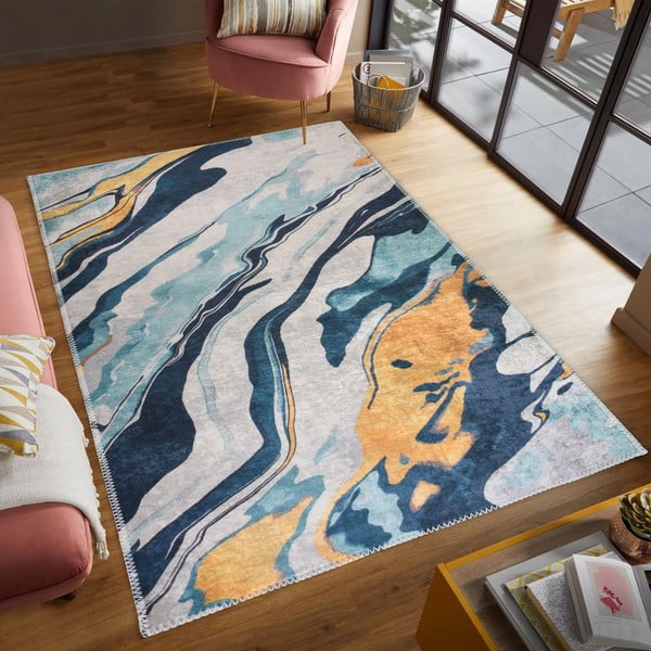 Tappeto giallo e blu lavabile 80x150 cm Colors of Joy – Vitaus-image-1