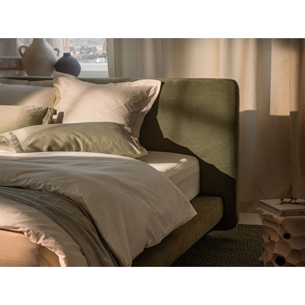 Letto matrimoniale imbottito grigio chiaro 140x200 cm Linea – Micadoni -image-4