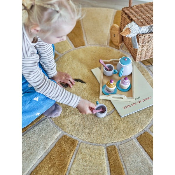 Tappeto per bambini beige e color ambra in lana ø110 cm Sun – Bloomingville Mini-image-1