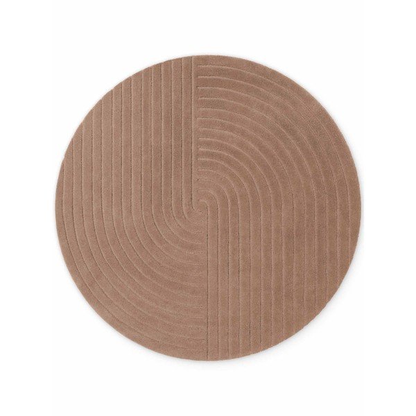 Tappeto rotondo beige in lana tessuto a mano ø 120 cm Arcura – Vikosa