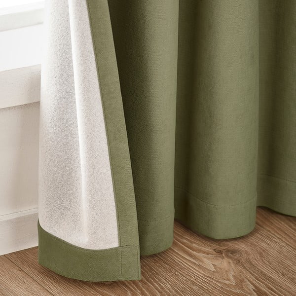 Tende in set oscuranti color kaki in velluto 2 pz 117x137 cm Wilson – Catherine Lansfield-image-2