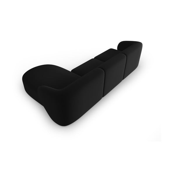 Divano angolare nero (con penisola a destra/con chaise lounge) con rivestimento in velluto Paolo – Milo Casa-image-3