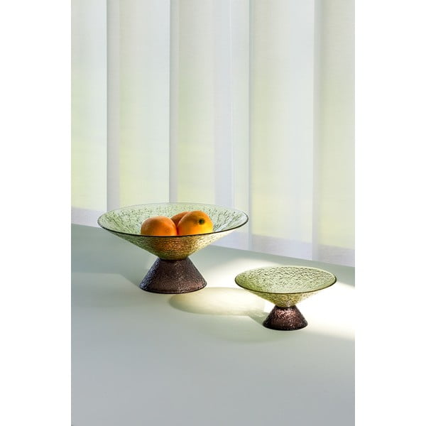 Fruttiera in vetro verde e marrone ø 25 cm Bonbon - Hübsch-image-4