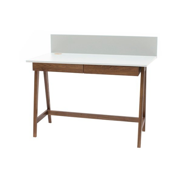 Scrivania bianca con base in legno di frassino, lunghezza 110 cm Luka Oak - Ragaba