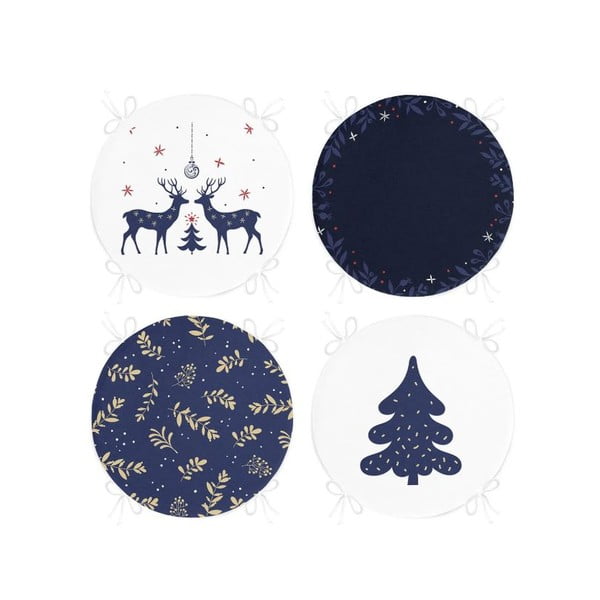 Set di cuscini per sedie a tema natalizio 4 pz ø 40 cm Blue Christmas – Mila Home