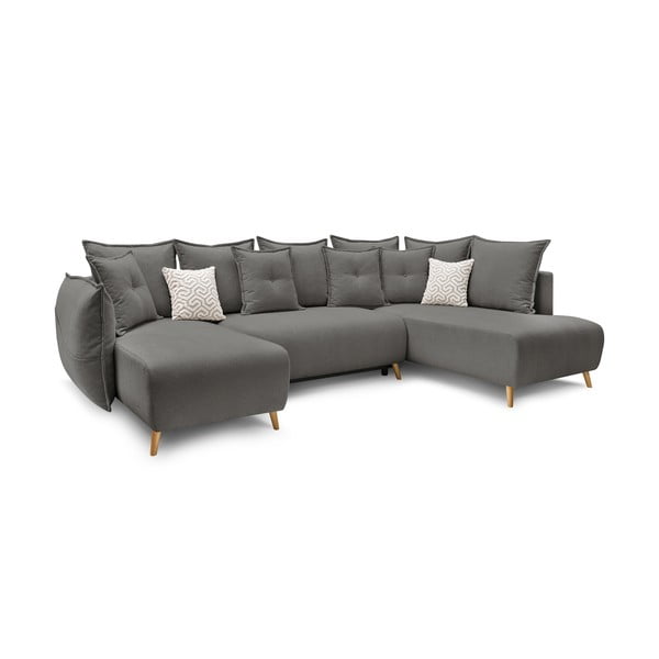 Divano letto angolare grigio (angolo destro/"U") Nessa - Bobochic Paris-image-3