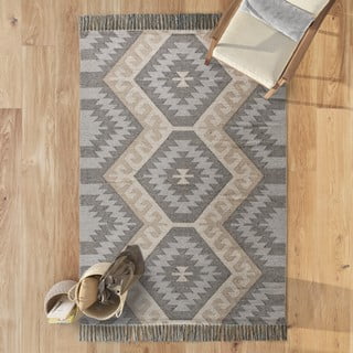 Tappeto grigio in cotone riciclato lavabile/tessuto a mano 80x120 cm Chandia – Universal