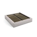 Letto matrimoniale imbottito beige con contenitore e rete inclusi 200x200 cm Simon – Micadoni 