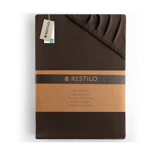Lenzuolo con angoli marrone scuro in jersey 160x200 cm Amber – Restilo-image-4