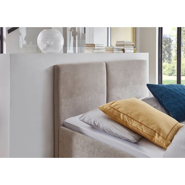 Letto matrimoniale imbottito beige con rete inclusa 140x200 cm Piano – Meise Möbel-image-1