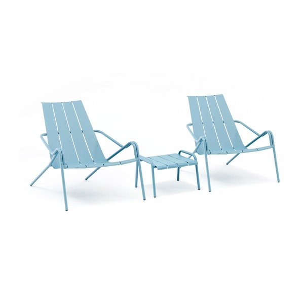 Set di mobili da giardino in metallo di colore blu Fleole - Ezeis