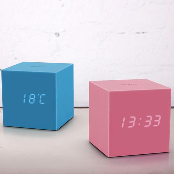 Sveglia a LED blu azzurro Cubo di gravità Gravity Cube Click - Gingko-image-1
