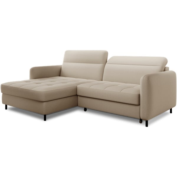 Divano angolare beige allungabile/con contenitore (con penisola a sinistra/con chaise lounge) e rivestimento in velluto Gomsi – ELTAP-image-2