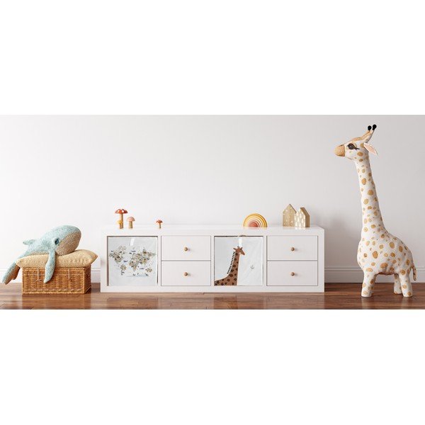 Organizzatore di giocattoli per bambini in tessuto bianco 32x32x32 cm Safari Animals - Butter Kings-image-1