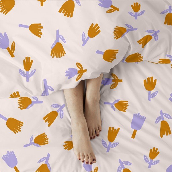 Copripiumino viola e beige per letto singolo 140x200 cm Real love - Aware-image-4
