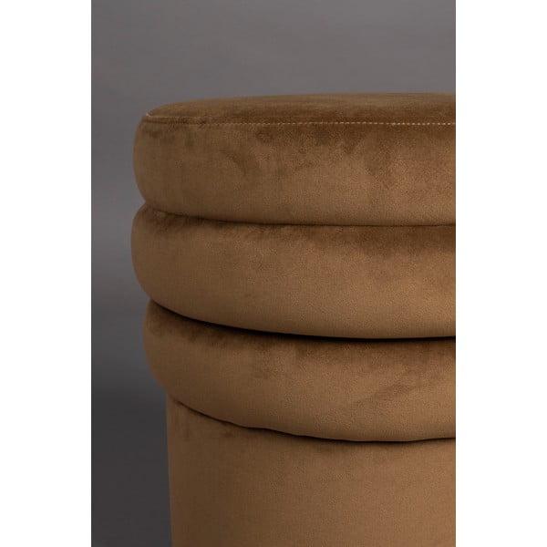 Poggiapiedi marrone con rivestimento in velluto Aditi – Dutchbone-image-4