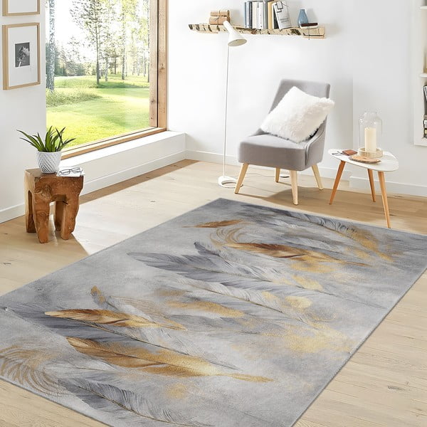 Tappeto grigio/dorato lavabile 120x180 cm Golden Feathers – Mila Home-image-2