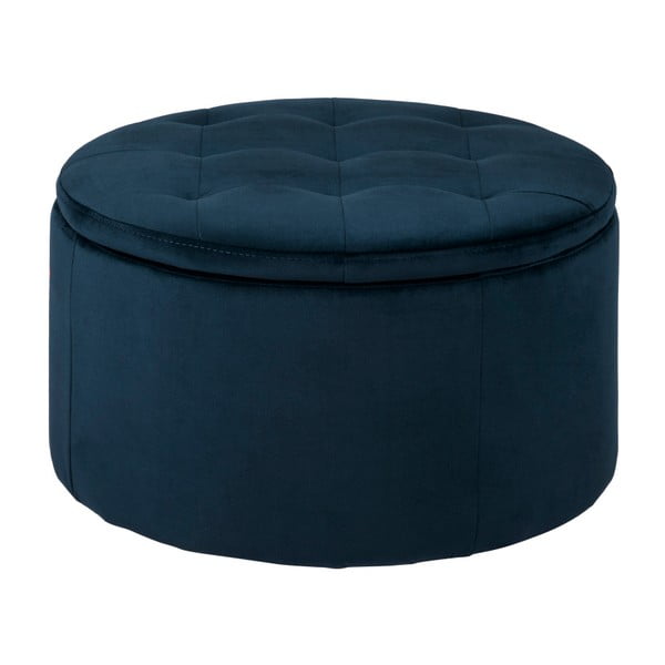 Pouf in velluto blu scuro , ⌀ 60 cm Retina - Actona