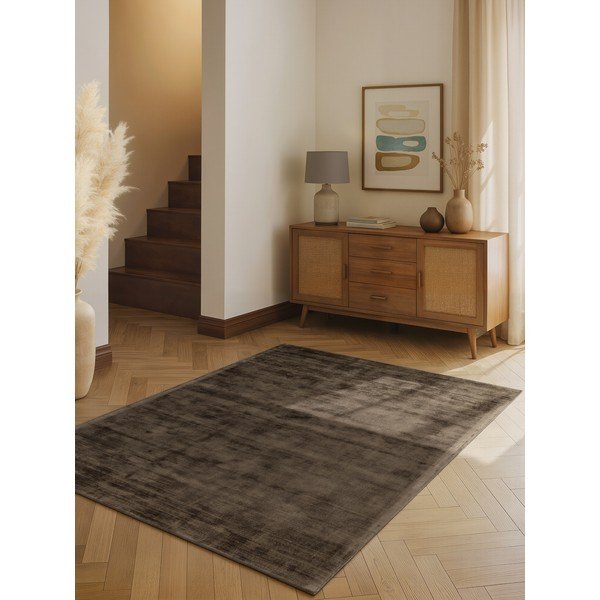 Tappeto marrone in viscosa tessuto a mano 80x150 cm Noemi – Vikosa-image-1