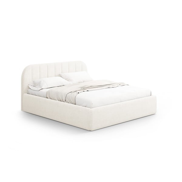 Letto matrimoniale imbottito avorio con contenitore con rete inclusa 140x200 cm Juno – Windsor & Co Sofas
