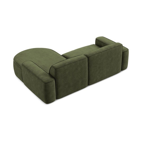 Divano angolare verde (con penisola a destra/con chaise lounge) con rivestimento in ciniglia Omao – Makamii-image-3