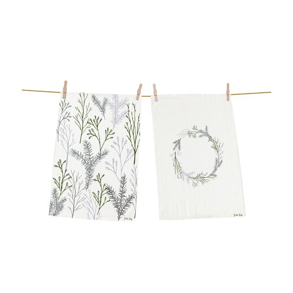 Set di 2 asciugamani in cotone 50x70 cm Christmas Twigs - Butter Kings