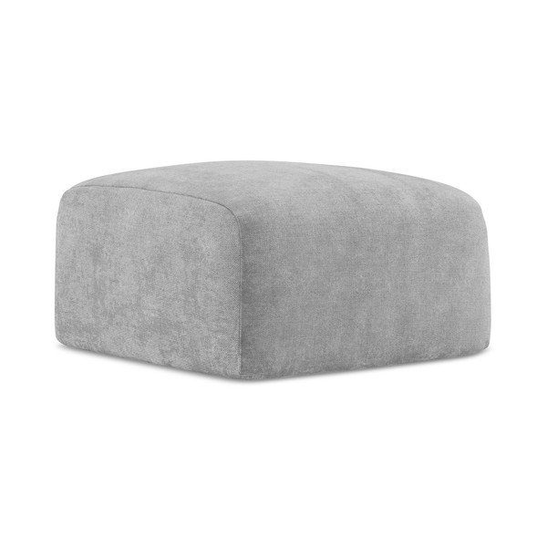 Poggiapiedi grigio chiaro con rivestimento in ciniglia Leila – Makamii-image-3