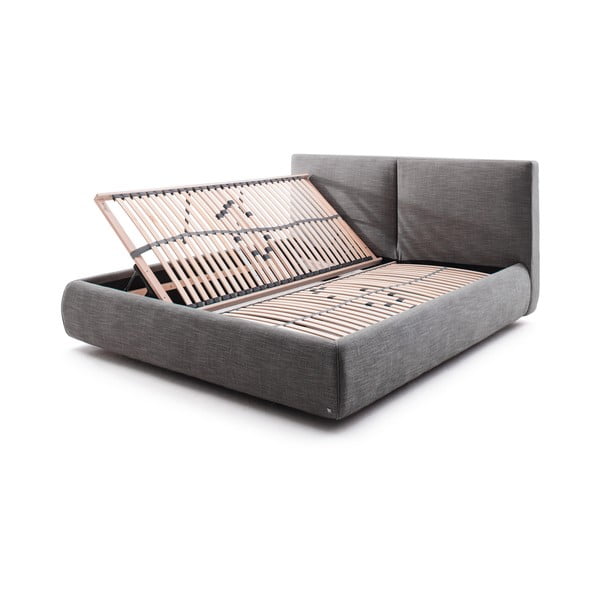 Letto matrimoniale imbottito grigio scuro con contenitore con rete inclusa 180x200 cm Atesio – Meise Möbel-image-2