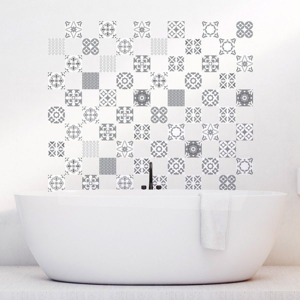 Set di 60 adesivi murali Artistic Shade of Gray, 10 x 10 cm - Ambiance