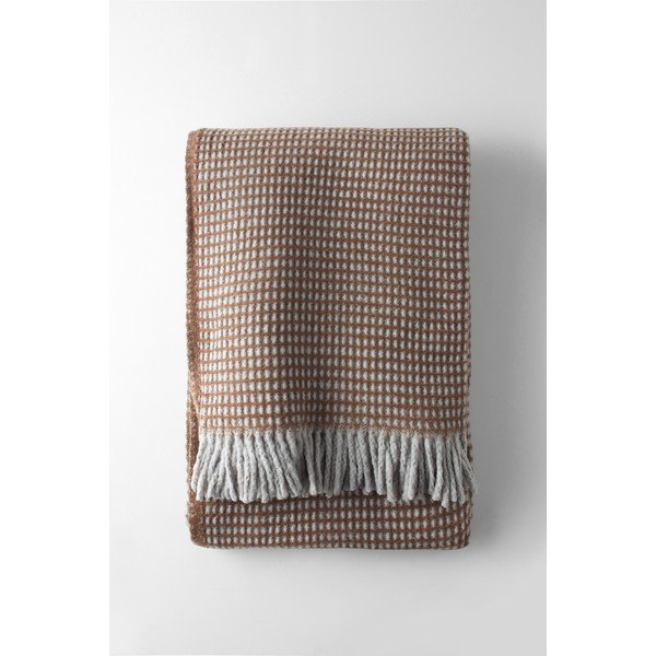Coperta marrone in misto cotone 140x180 cm Uniwaffle – Euromant