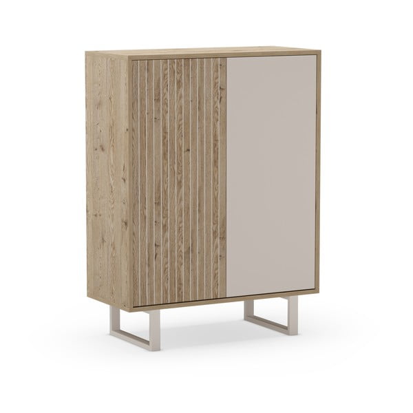 Mobile in rovere decorato in colore grigio-naturale 90x120 cm Millay - Marckeric-image-3