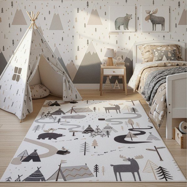 Tappeto per bambini color crema lavabile 120x170 cm Coco 1135 – Ayyildiz Carpets-image-1