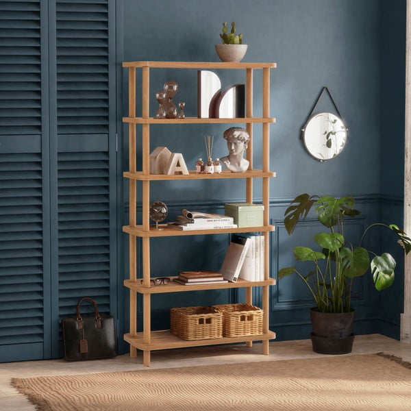 Libreria in pino decorato in colore naturale 80x168,5 cm Step - Kalune Design-image-1