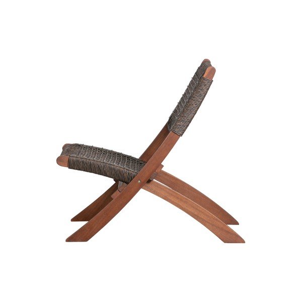 Poltrona pieghevole da giardino marrone scuro in legno di rombo Lois - WOOOD-image-2