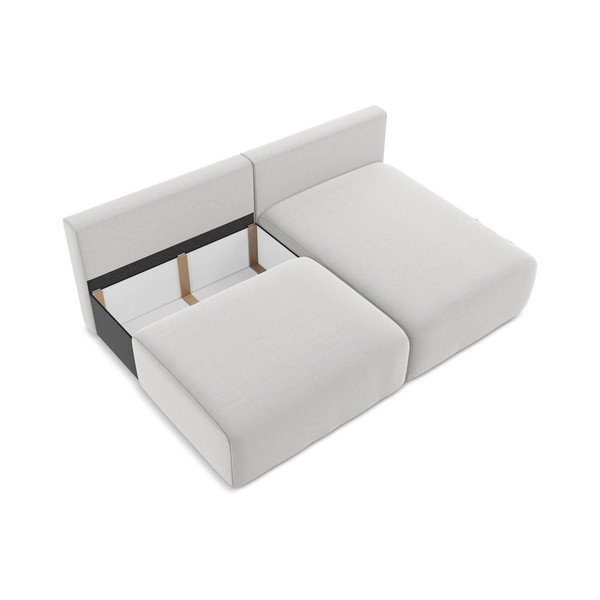 Divano angolare grigio chiaro allungabile/con contenitore (con penisola a destra/con chaise lounge) con rivestimento in velluto Kalena – Makamii-image-4