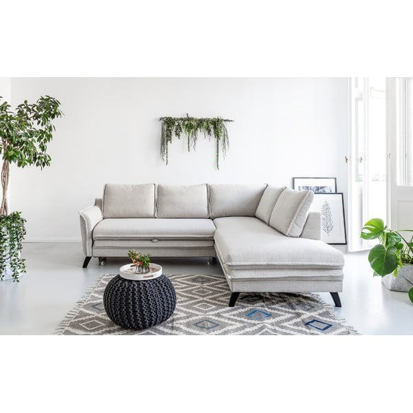 Divano letto angolare beige chiaro L, angolo destro Charming Charlie - Miuform-image-1