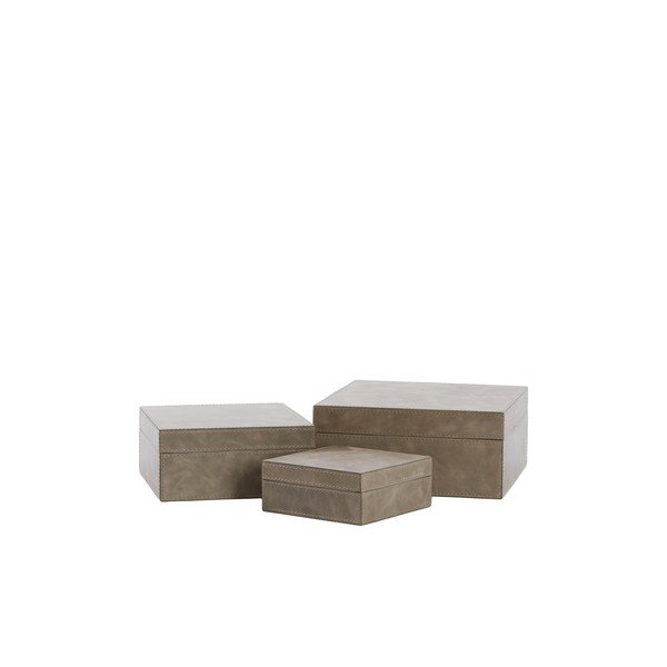 Set di 3 scatole decorative in pelle con coperchio Kae - Light & Living-image-3