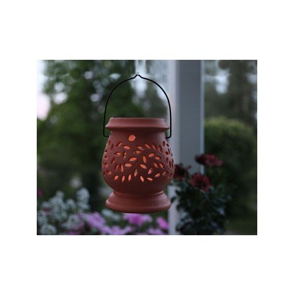 Lanterna LED da esterno in ceramica rossa, altezza 14 cm Clay - Star Trading-image-2