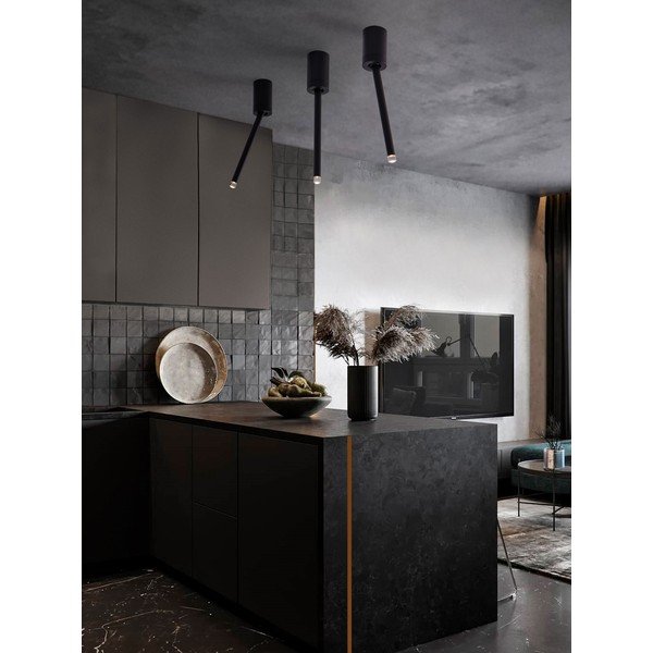 Plafoniera LED nera opaca in alluminio con struttura flessibile Stilvi – Nova Luce-image-1