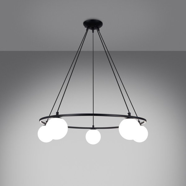 Lampadario bianco/nero con paralume in vetro Umerta – Sollux-image-3