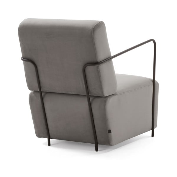 Poltrona in velluto grigio Gamer - Kave Home-image-3