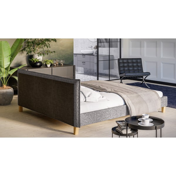 Letto matrimoniale imbottito grigio con griglia 180x200 cm Tina - Ropez-image-3