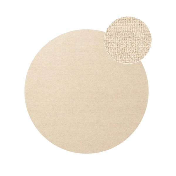Tappeto rotondo beige in lana tessuto a mano ø 200 cm Puristic Knots – Elle Decoration