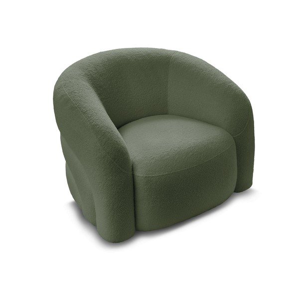 Poltrona verde girevole con rivestimento in bouclé Elina – Bobochic Paris-image-4