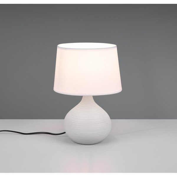 Lampada da tavolo bianco-marrone in ceramica e tessuto, altezza 29 cm Martin - Reality-image-2