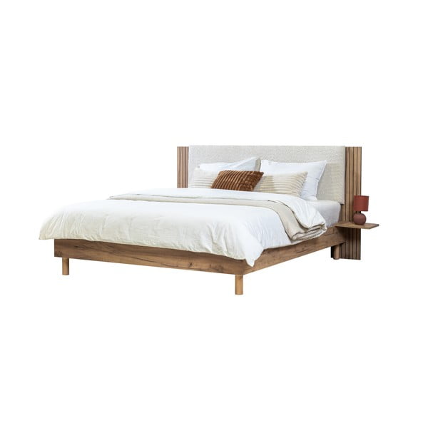 Letto matrimoniale beige con rete inclusa 140x190 cm Lior – Bobochic Paris