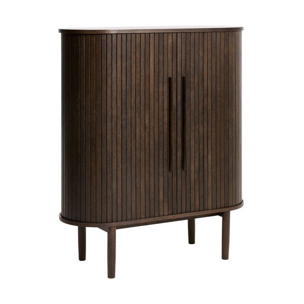 Armadietto colore naturale scuro con effetto rovere con porte scorrevoli 100x118x40 cm Meta – Unique Furniture
