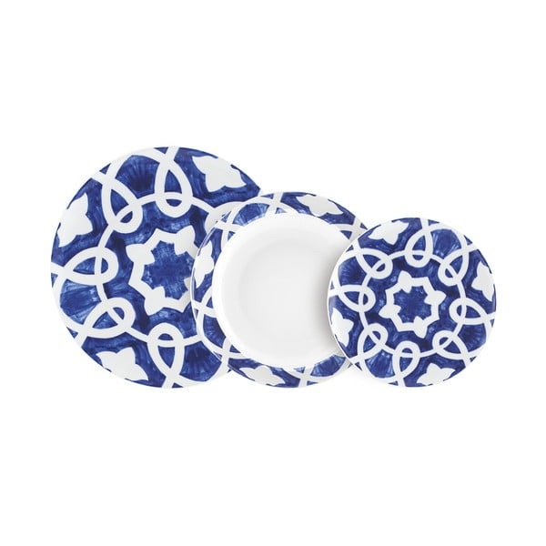Set di 18 pezzi di piatti in porcellana bianca e blu Vietri - Villa Altachiara